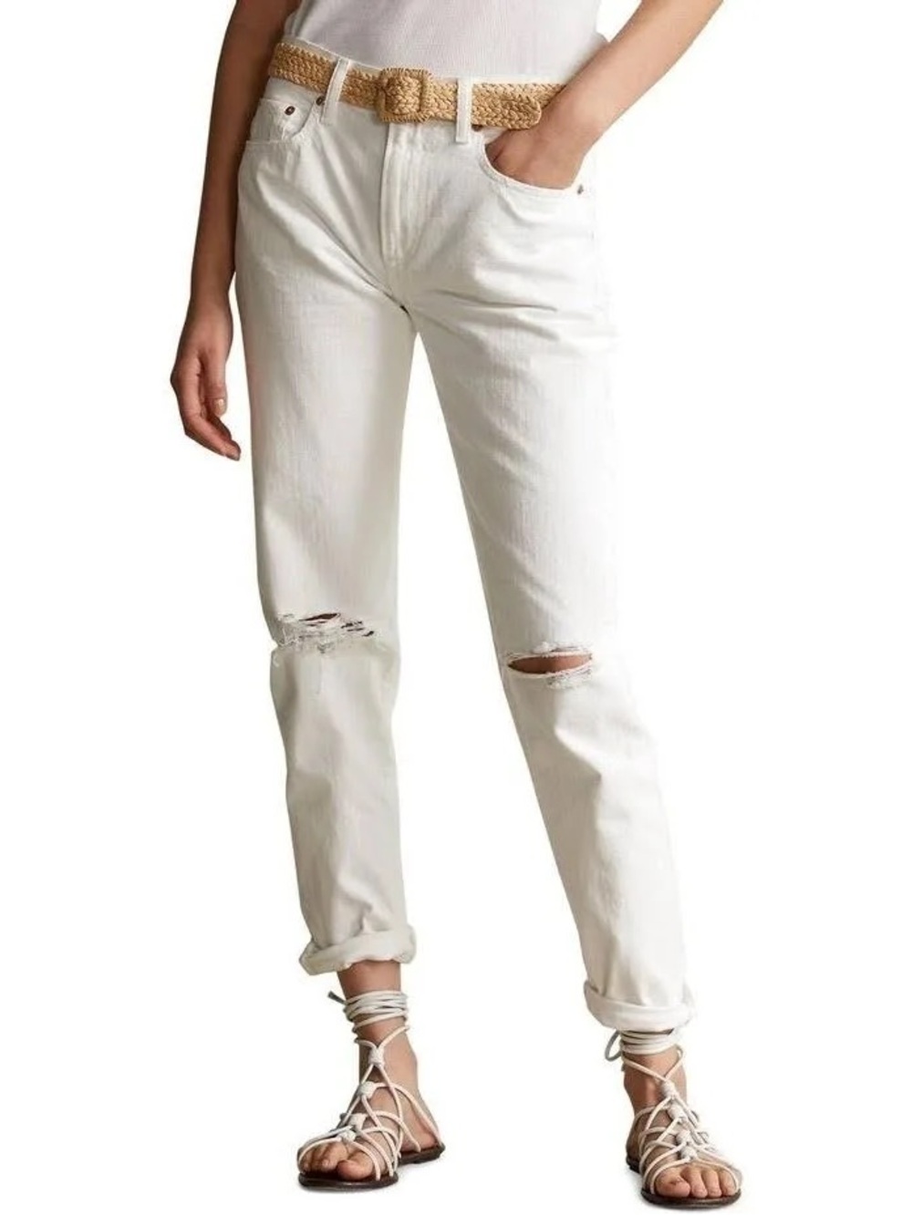 Polo by Ralph Lauren White Avery Boyfriend Jeans